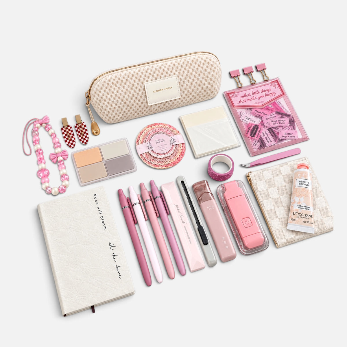 Cream & Pink Aesthetic Stationery Gift Set
