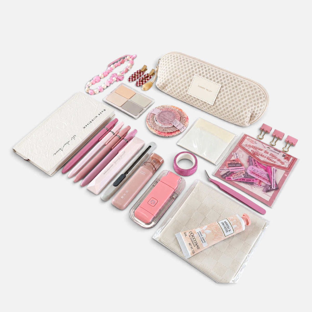 Cream & Pink Aesthetic Stationery Gift Set