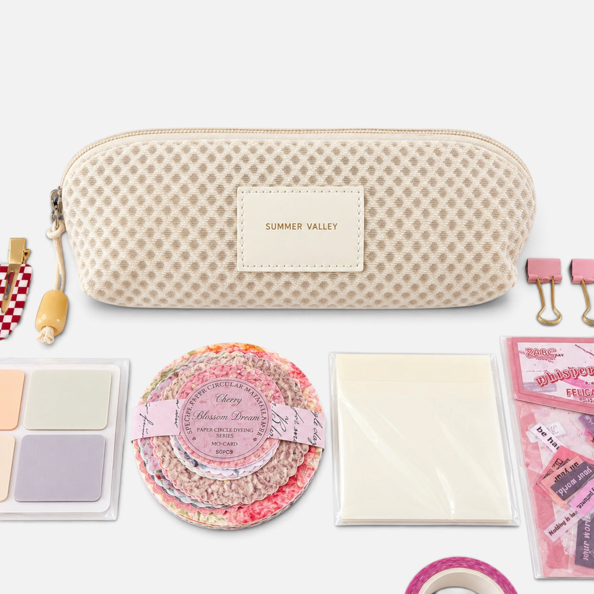 Cream & Pink Aesthetic Stationery Gift Set